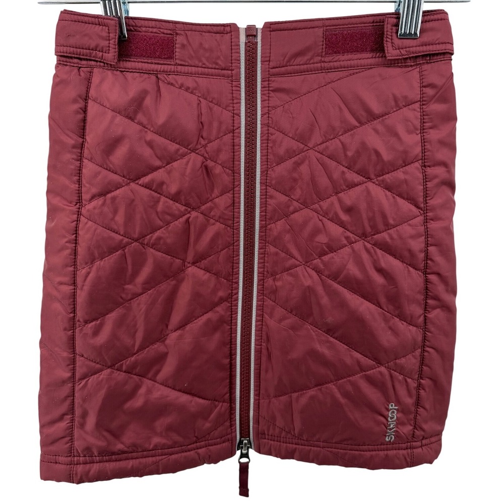 SKHOOP Quilted Mini Skirt Burgundy Full Zip Insulated Women's Size EUR 7/9